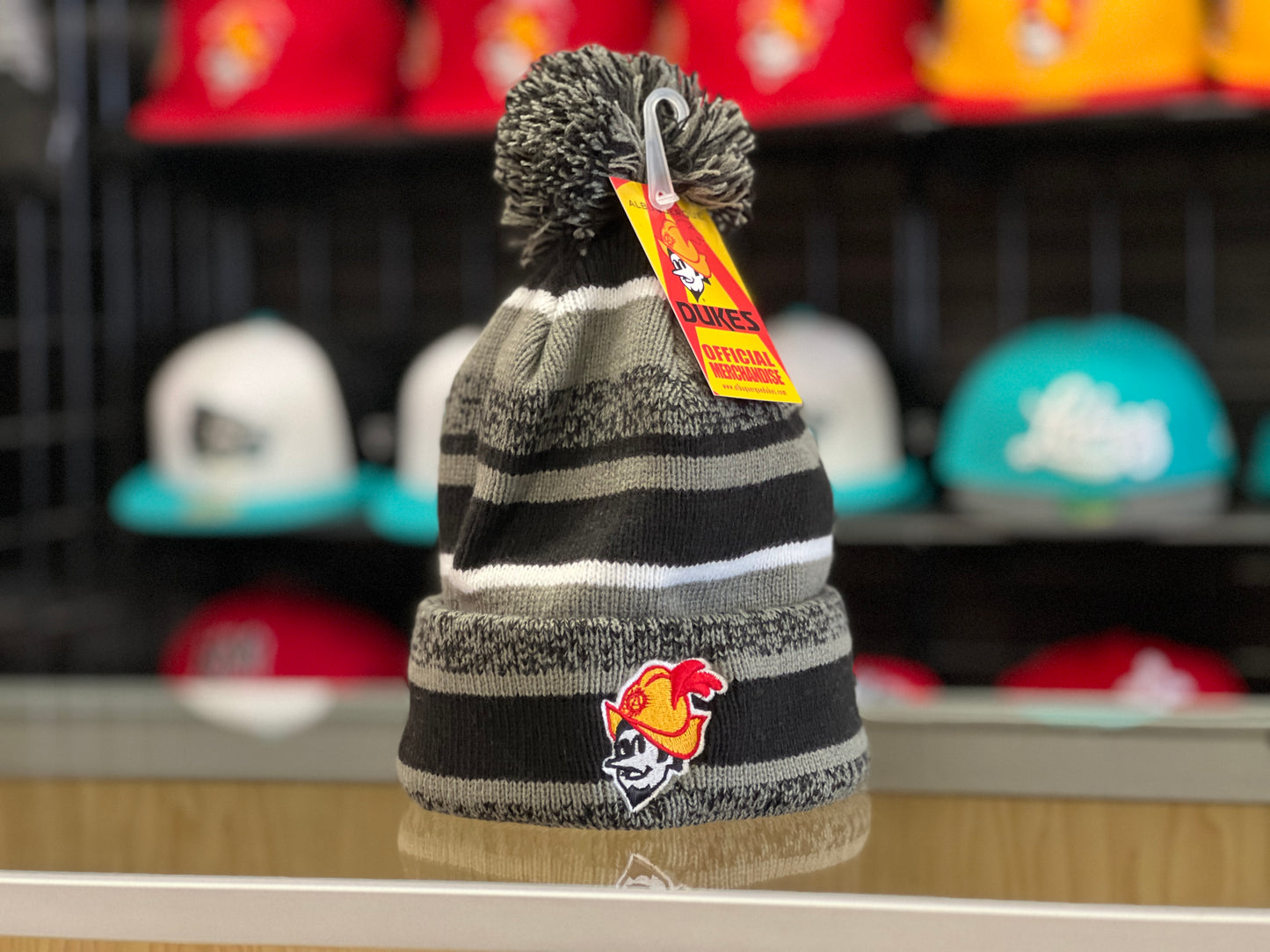 Albuquerque Dukes Black, Gray Heather Stripes New Era Sideline Beanie