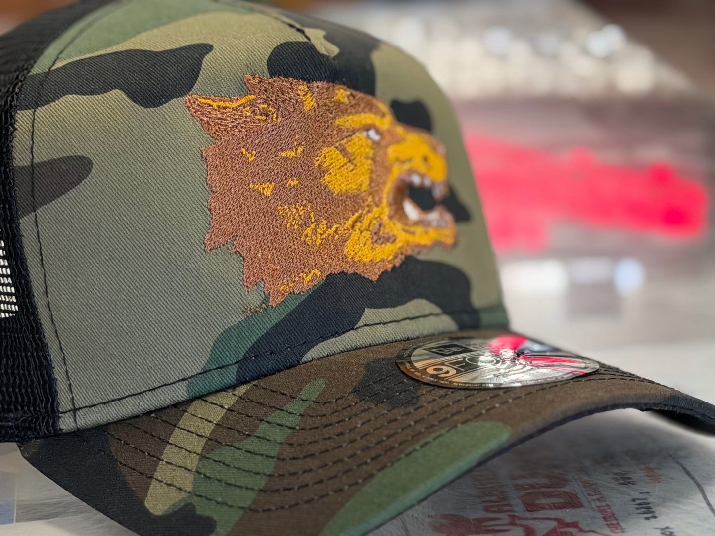 UNM Lobos A FRAME New Era 940 Camo Gold 1970s Lobo