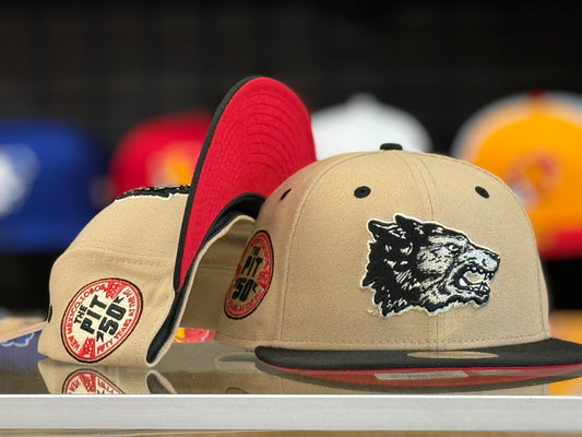 UNM New Era 5950 "The Pit 50" Camel with Black Bill and Lobo