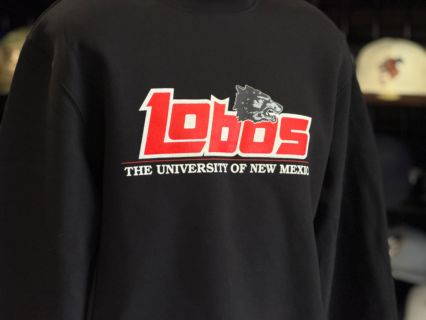 UNM Lobos Black Crew Sweatshirt Retro 1990s Logo