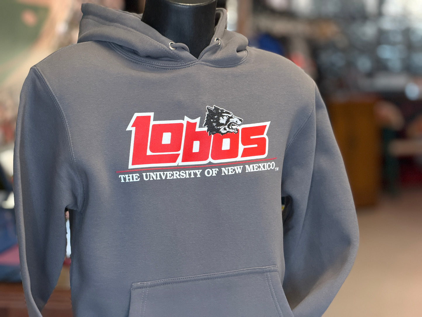 UNM Lobos Gray Hoodie 1990s Logo