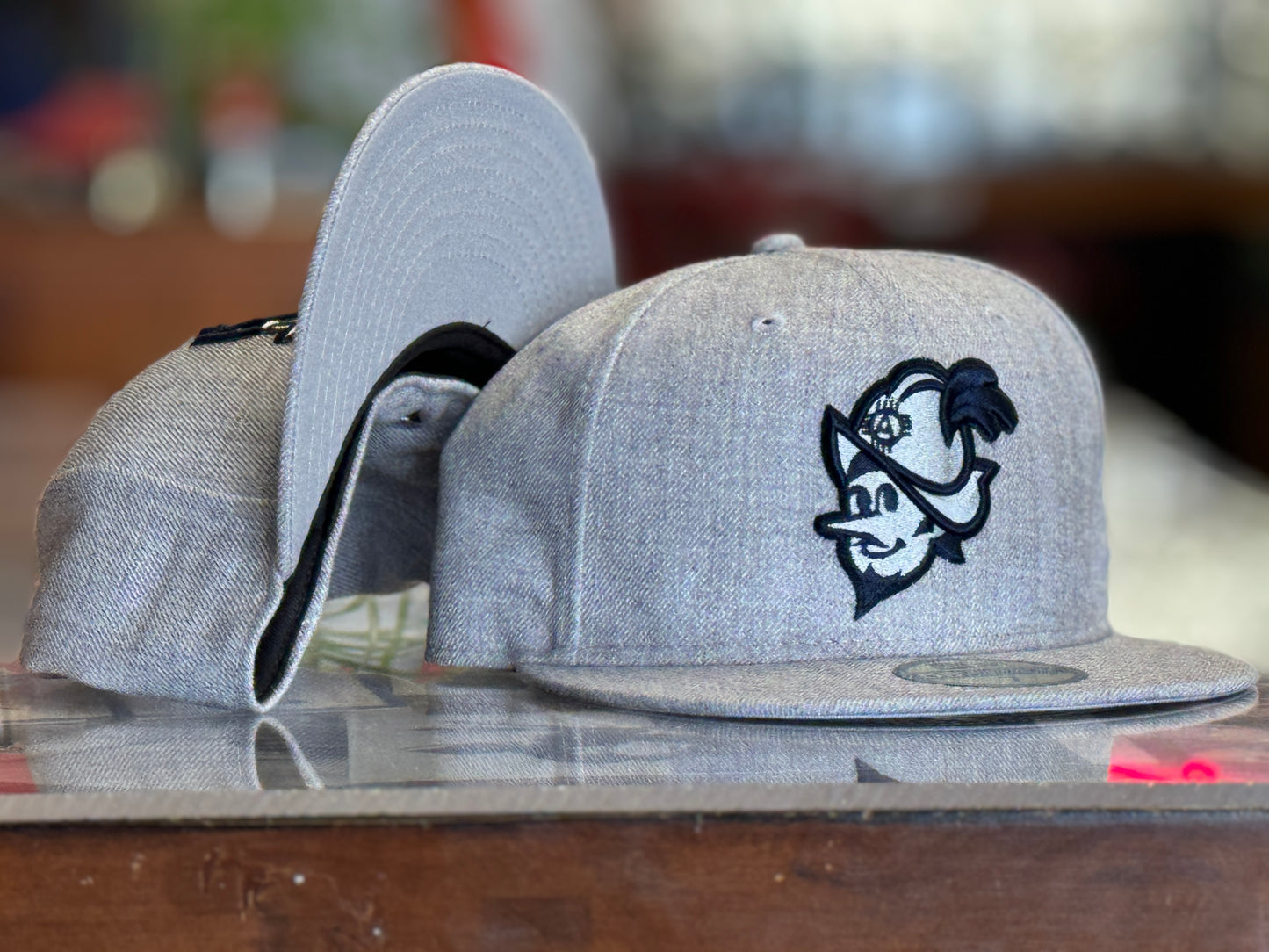 Albuquerque Dukes New Era 5950 Heather Gray Dark Navy Dukes