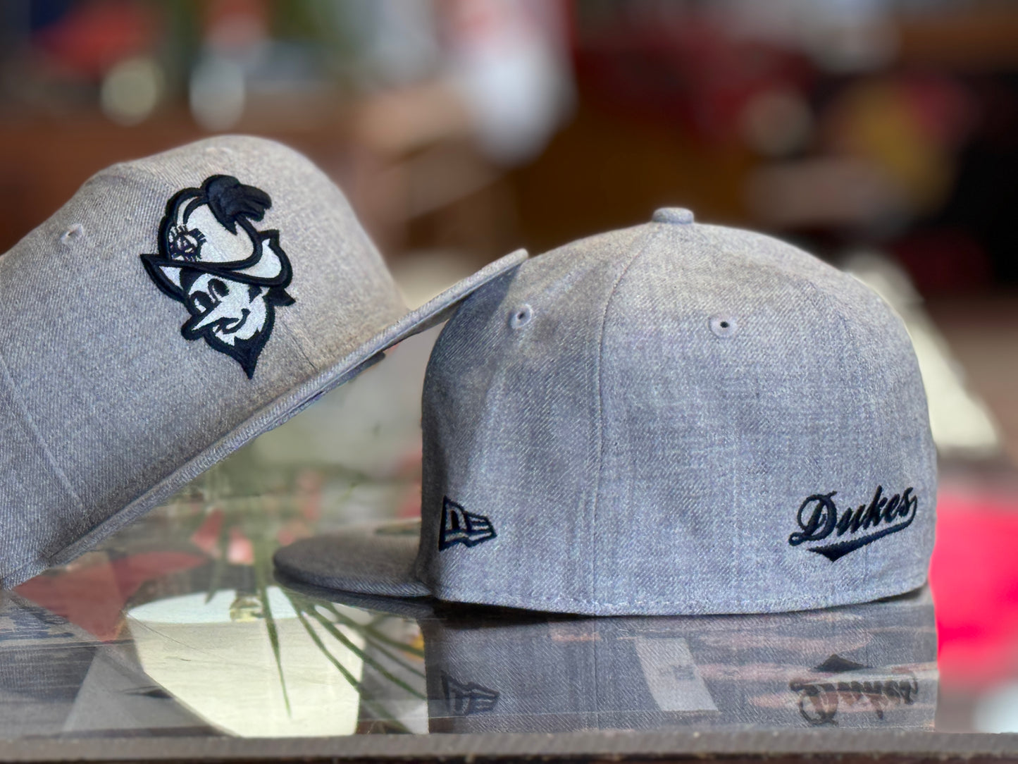 Albuquerque Dukes New Era 5950 Heather Gray Dark Navy Dukes