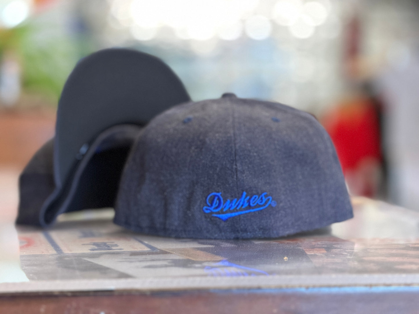 Albuquerque Dukes New Era 5950 Heather Gray with Blue Outline Dukes