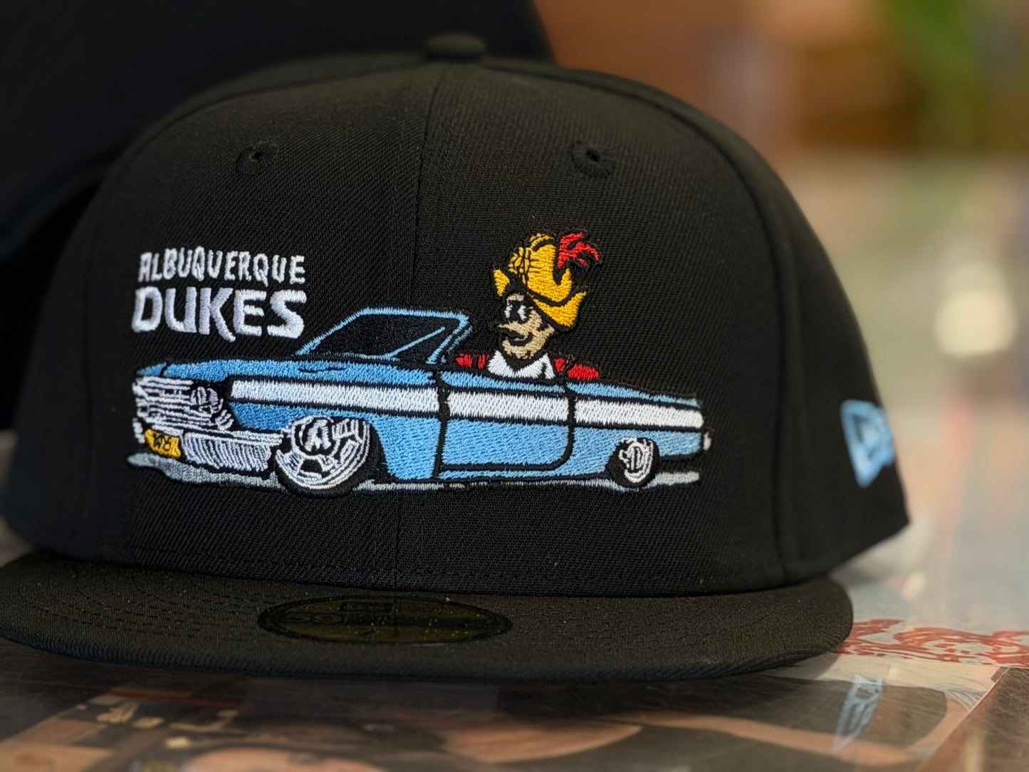Albuquerque Dukes New Era 5950 Black with Duke in Car