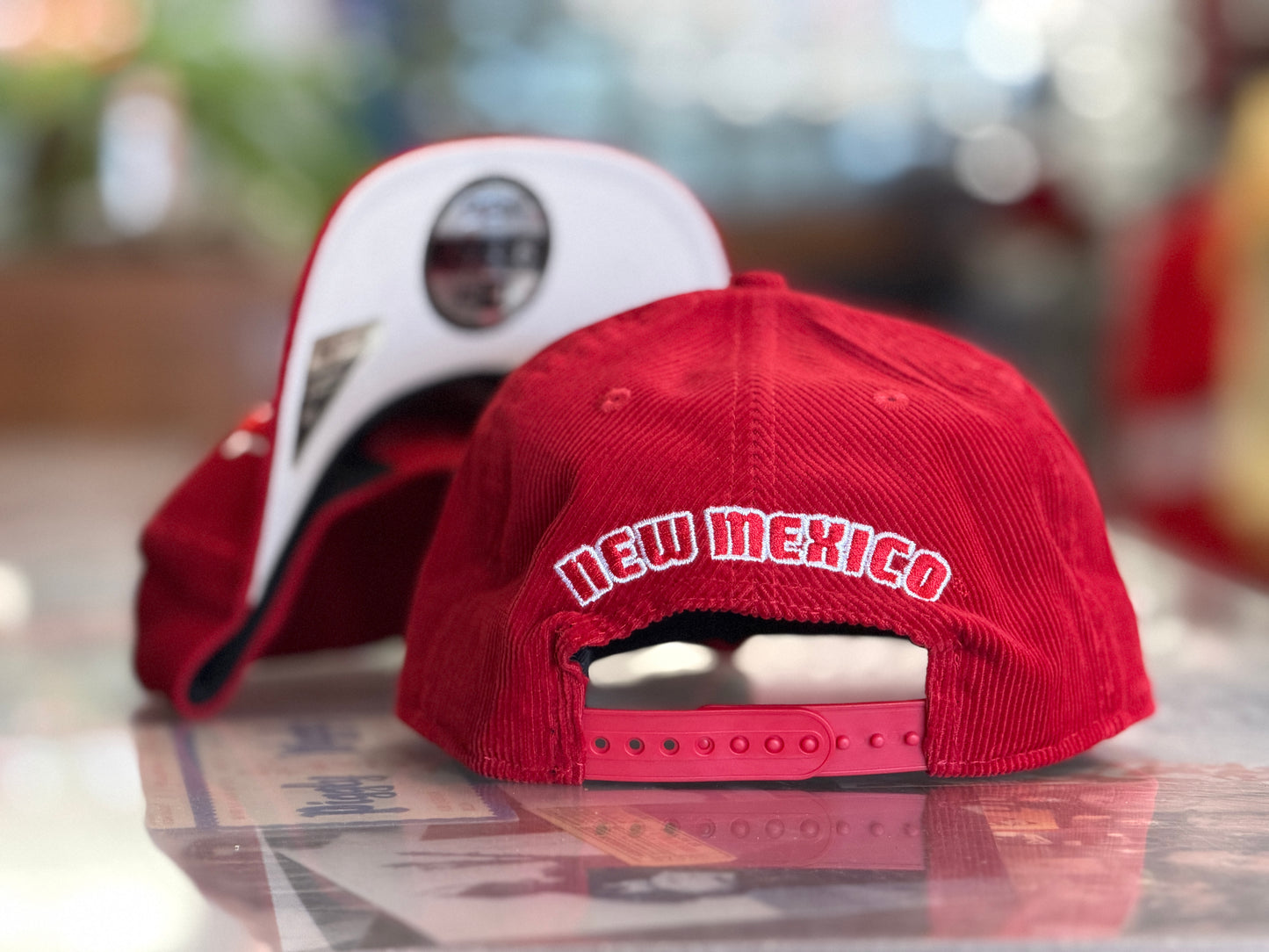 UNM 950 A Frame Snapback Red Corduroy 1990s Lobos Snapback