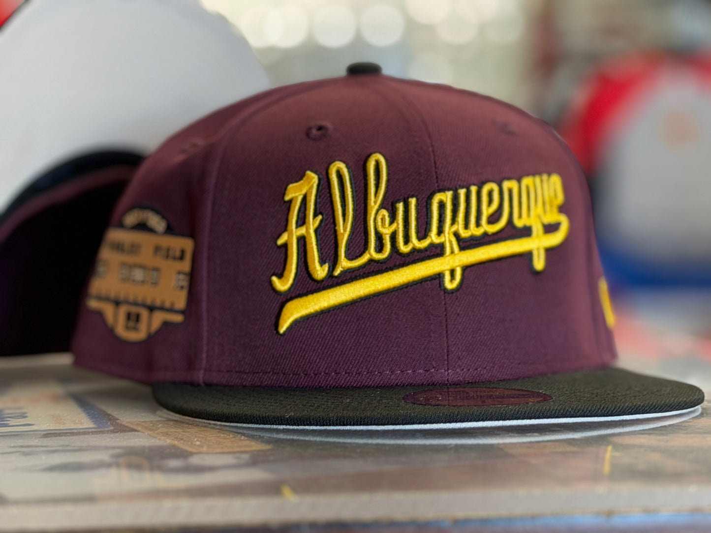 Albuquerque Dukes New Era 5950 Maroon ALBUQUERQUE Script