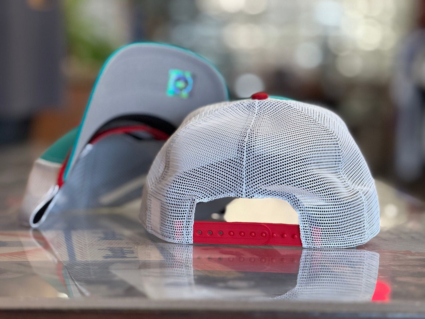 UNM New Era A Frame Lobos script on Turquoise White and Red bill