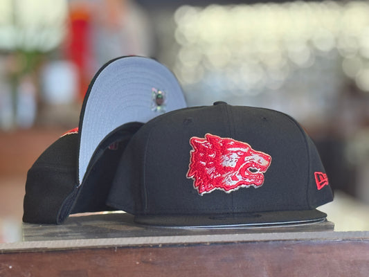 UNM Lobos New Era Snapback Black with Red 70's Lobo