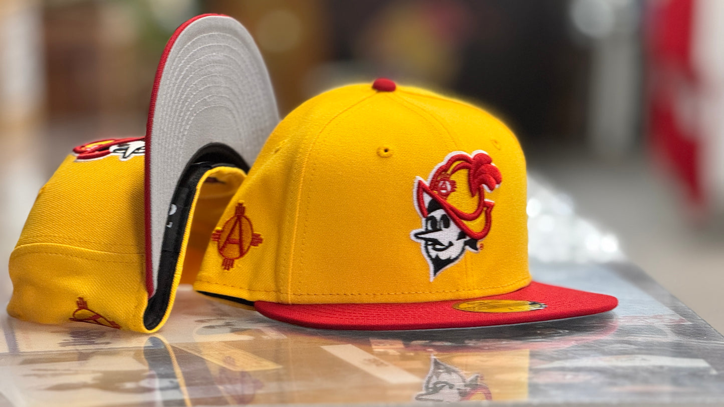 Albuquerque Dukes Gold Red Bill New Era 5950 Fitted Dukes