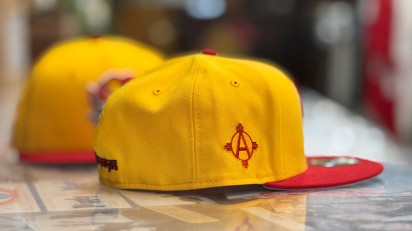 Albuquerque Dukes Gold Red Bill New Era 5950 Fitted Dukes