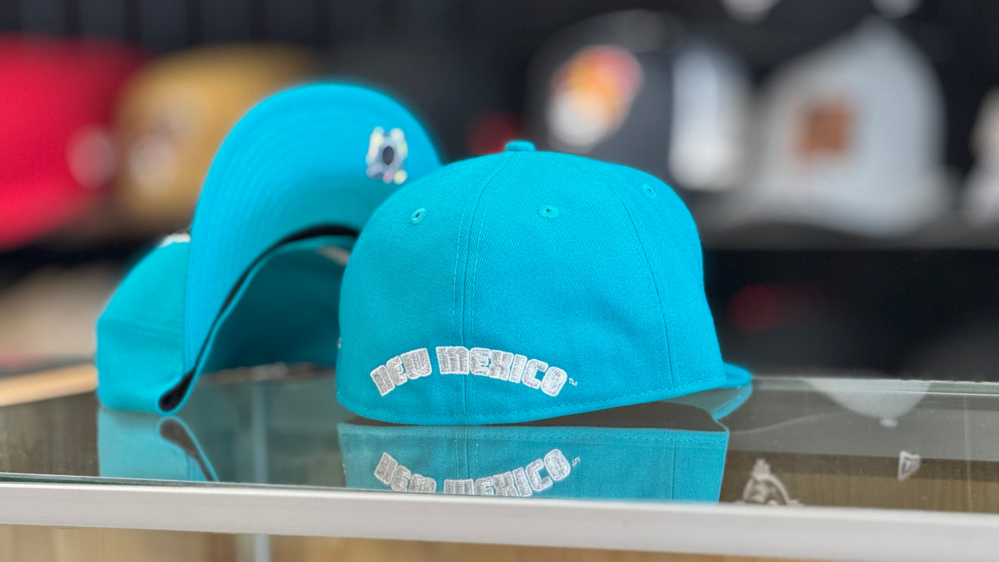 UNM Lobos New Era 5950 Turquoise Black 70s Lobo