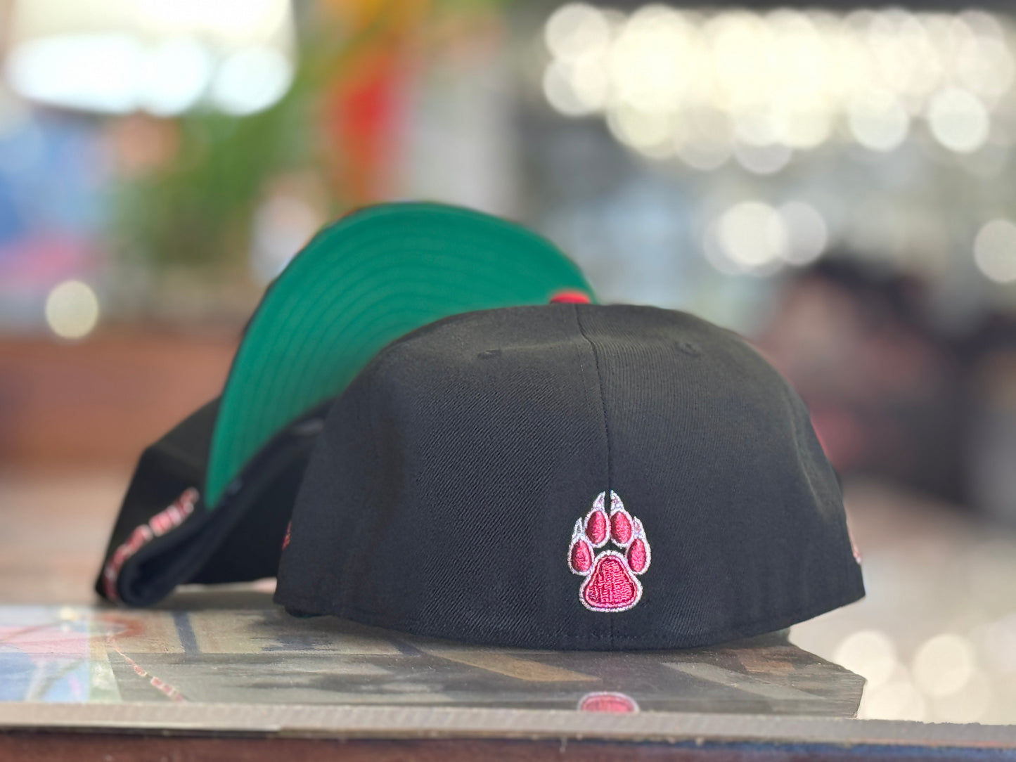 UNM Lobos New Era 5950 Black with UNM Shield Lobo Up side