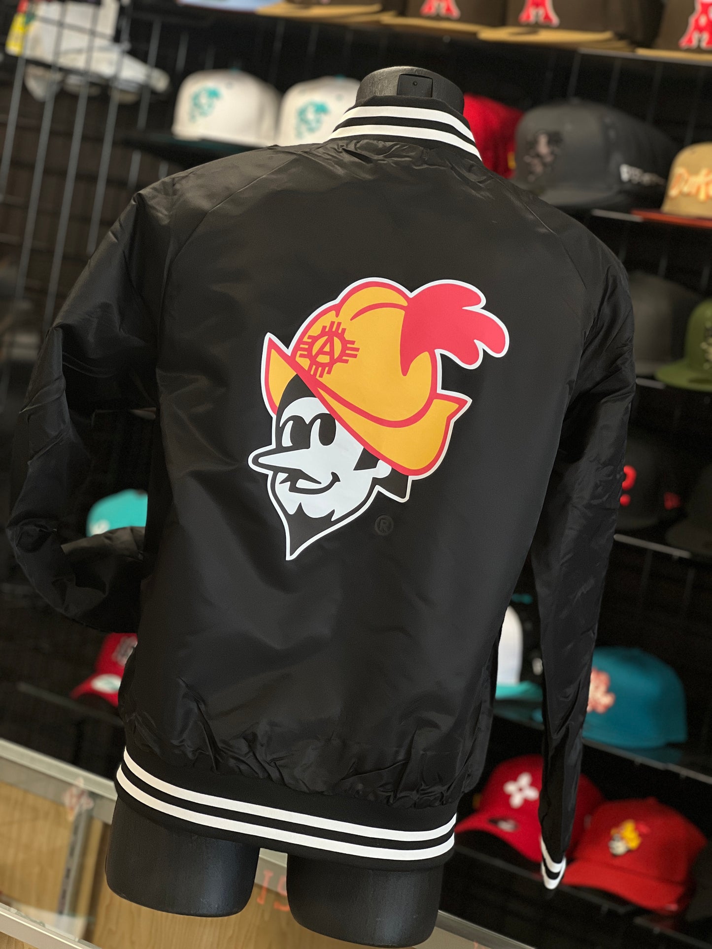 Albuquerque Dukes Black and White Varsity Bomber Jacket