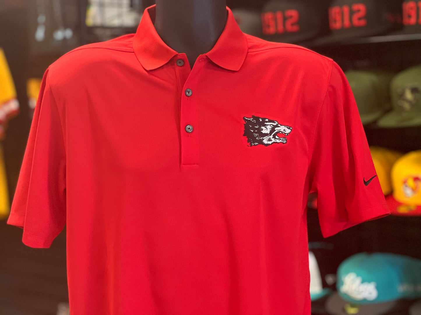 UNM Lobos Nike Polo Red 1970s Lobo logo
