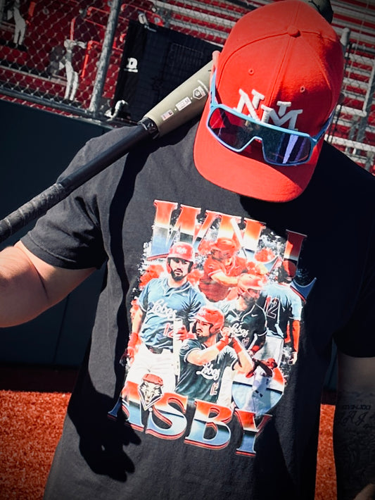 UNM Baseball Will Asby Black Player T-Shirt