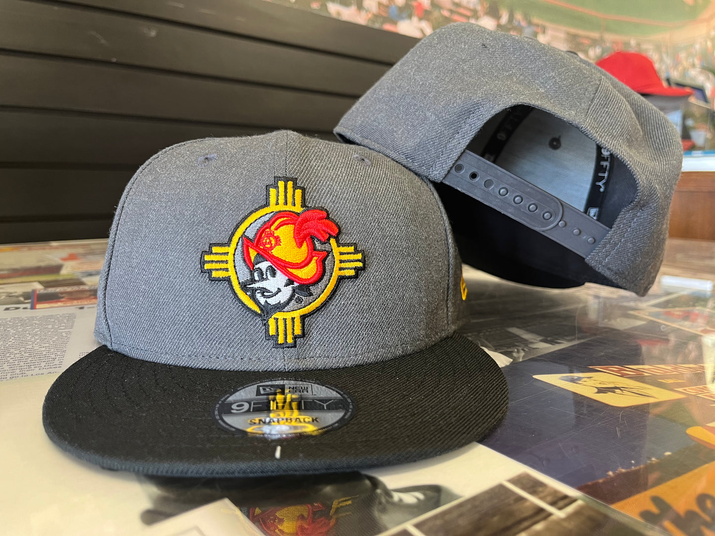 Albuquerque Dukes Heather Gray with Black Bill and Color Zia Dukes