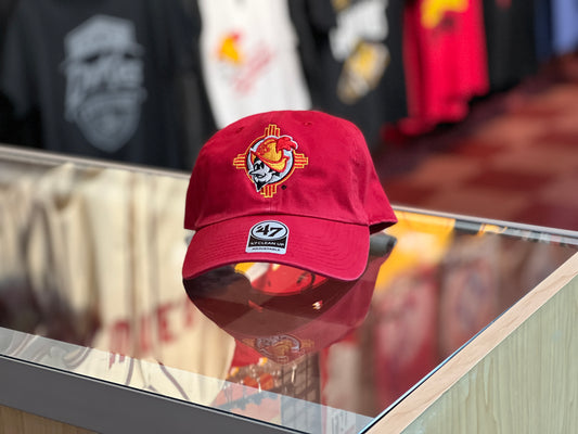 Albuquerque Dukes Red Embroidered Dad Hat Dukes with Zia