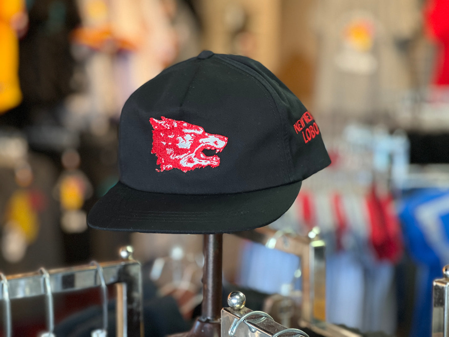 UNM Lobos Black 1970's Lobo logo Hat