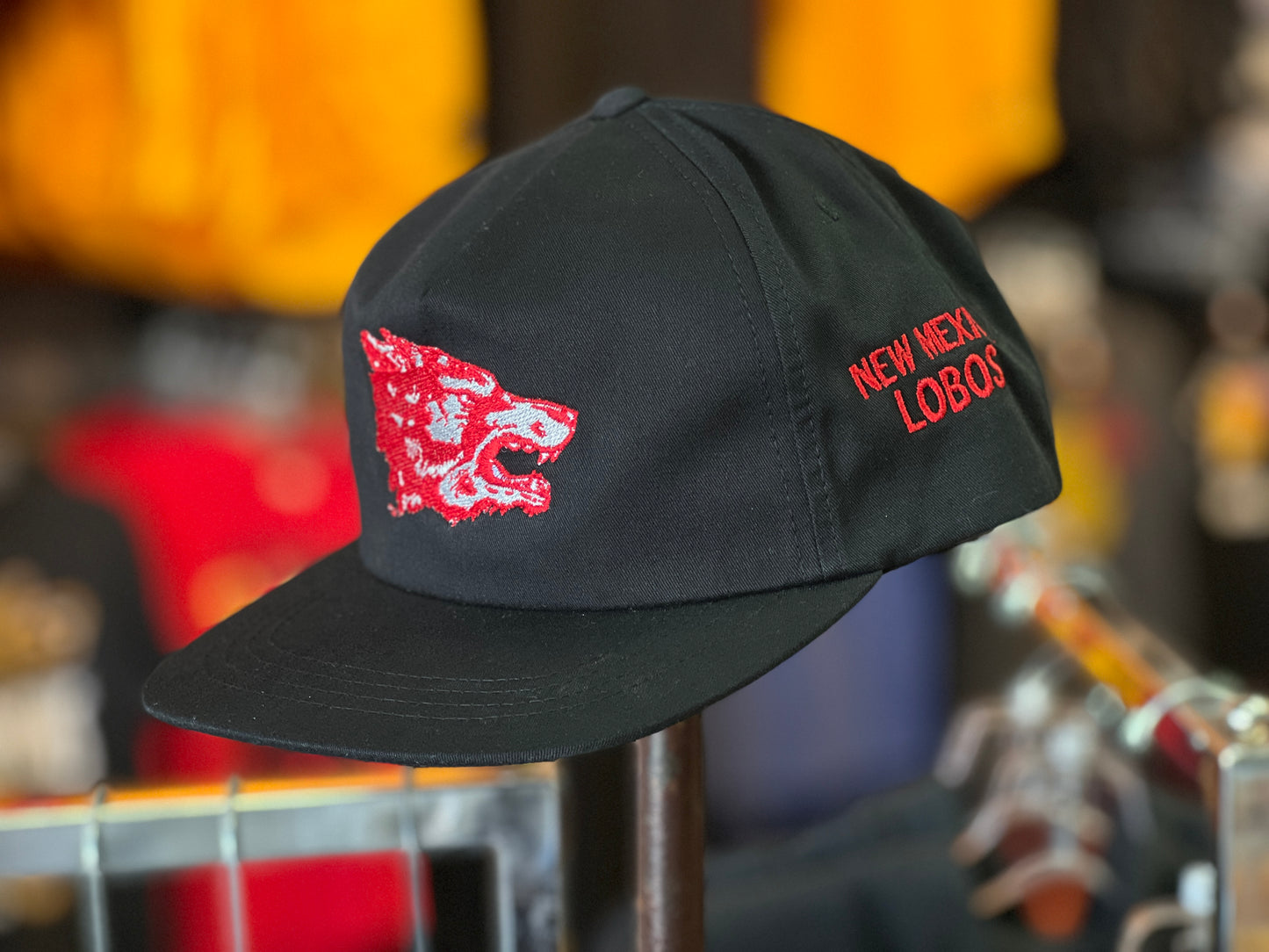 UNM Lobos Black 1970's Lobo logo Hat