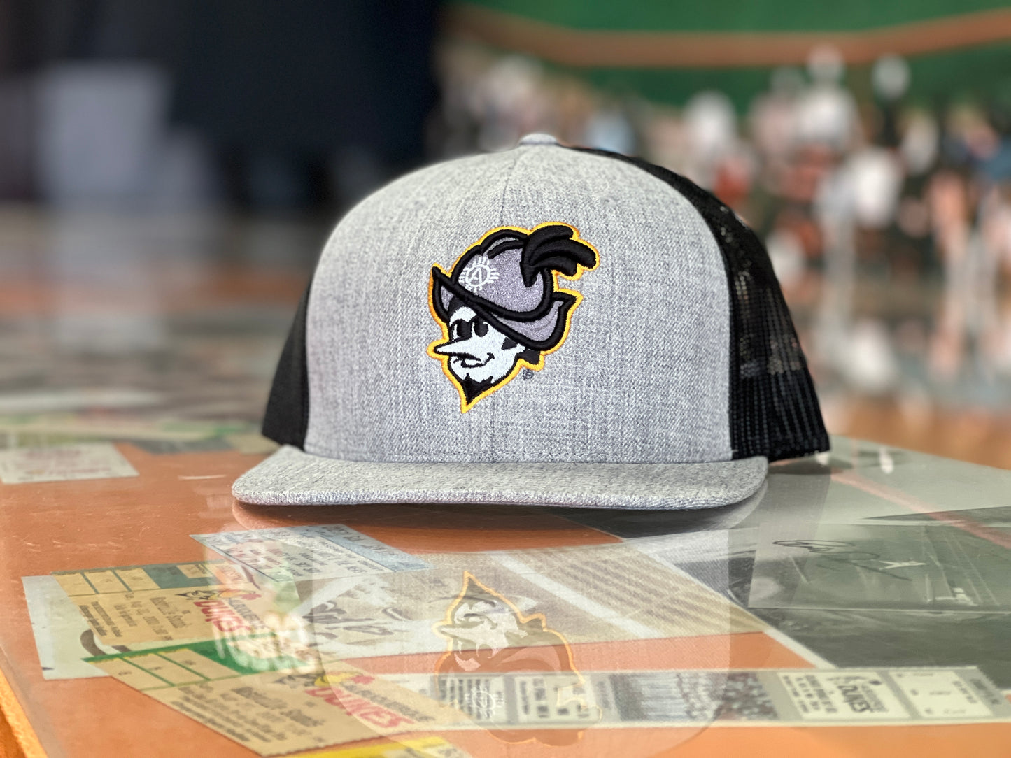 Albuquerque Dukes Heather with Black Mesh Gold Outline