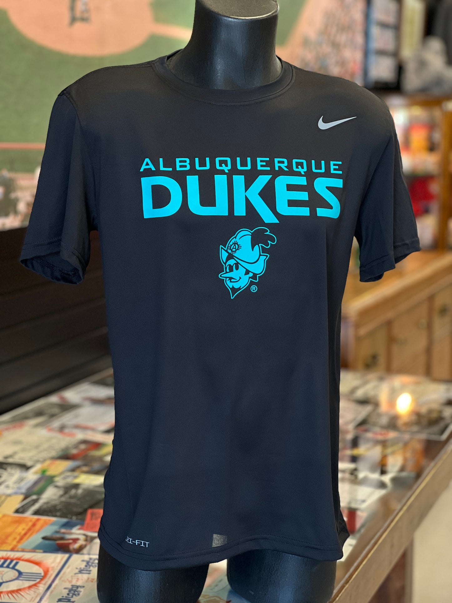 Albuquerque Dukes Nike Black Dri-Fit Turquoise text