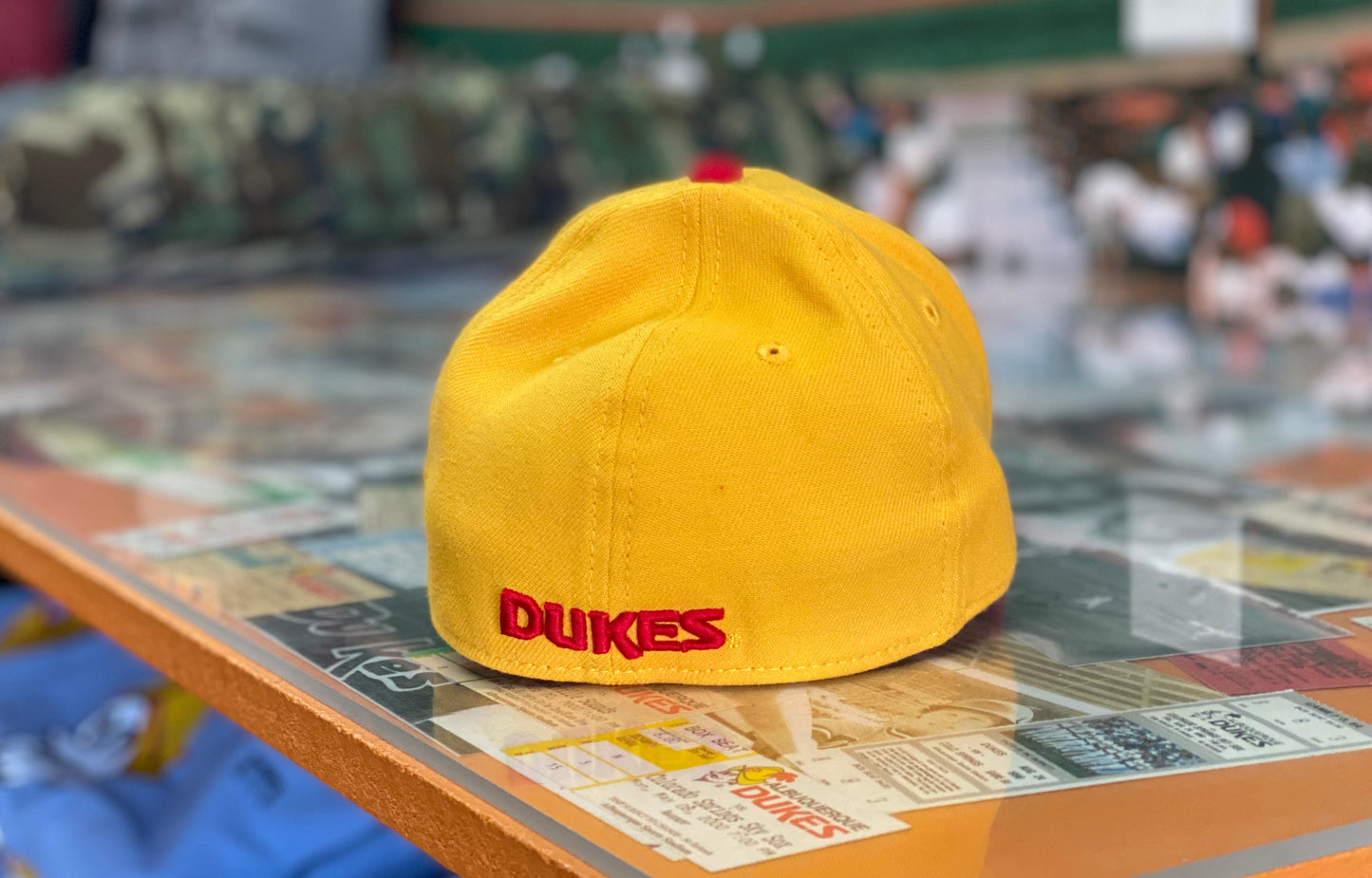 Albuquerque Dukes New Era Flex Fit Gold Red Bill