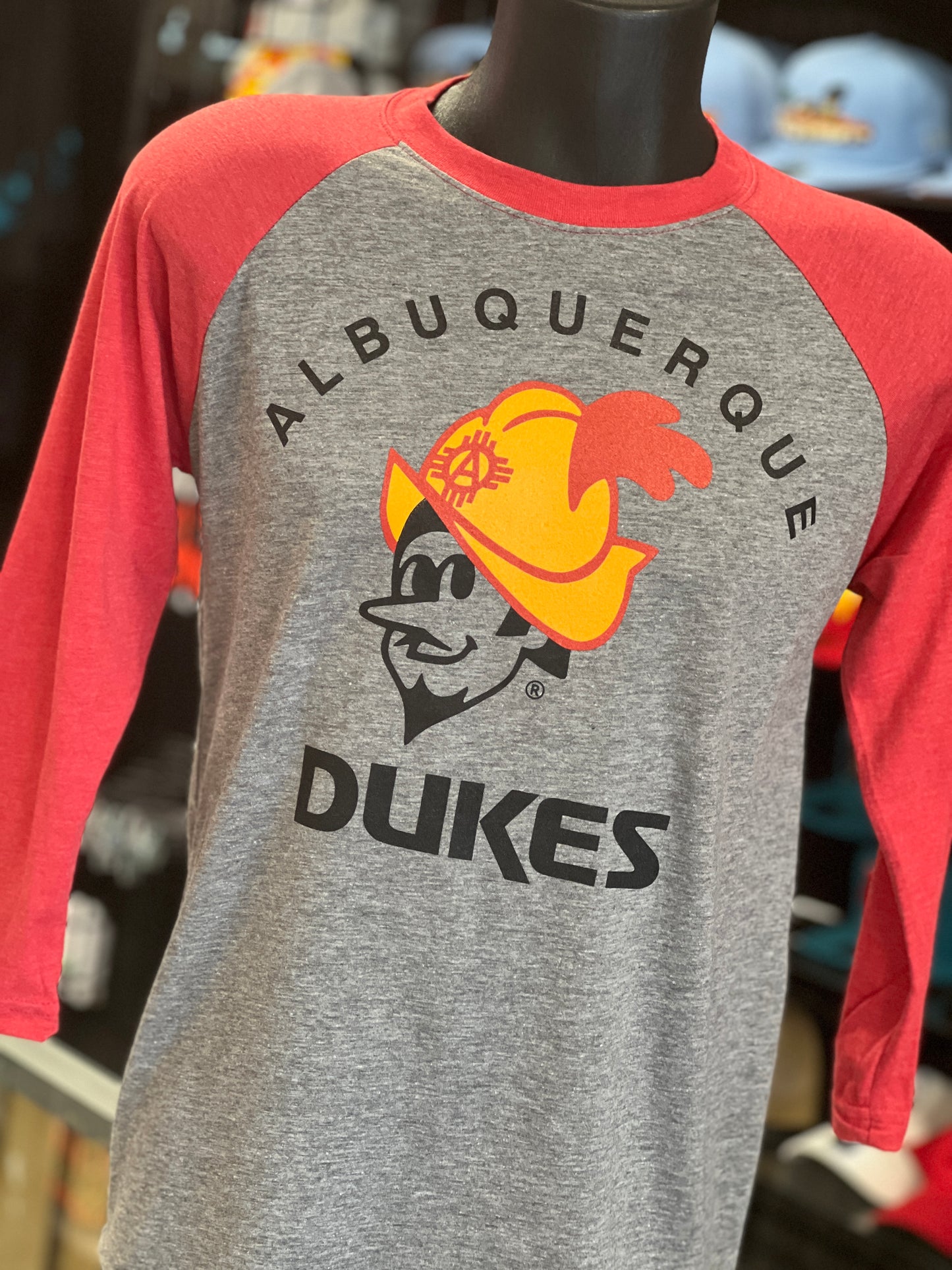 Albuquerque Dukes 3/4 Red Sleeve Gray Tee Dukes