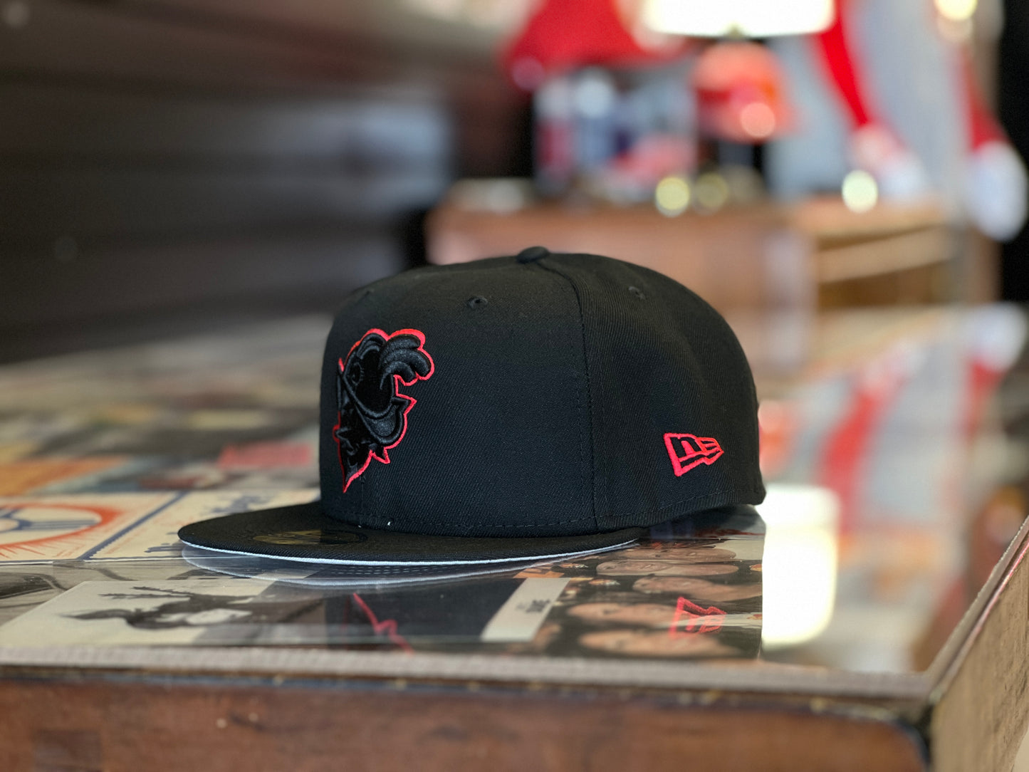 Albuquerque Dukes New Era 5950 Black on Black with Red Outline