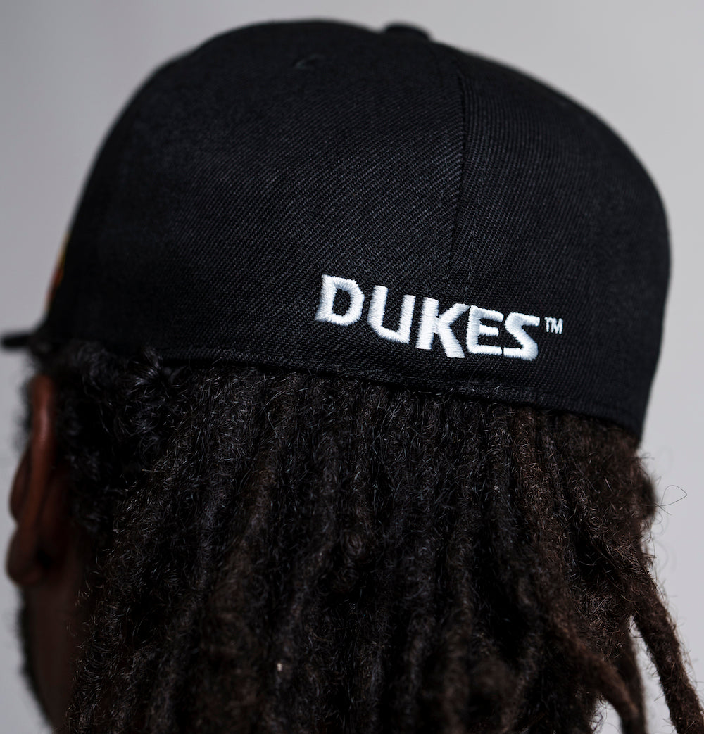 Albuquerque Dukes Black Fitted Dukes 50 Yr. Anniversary logo