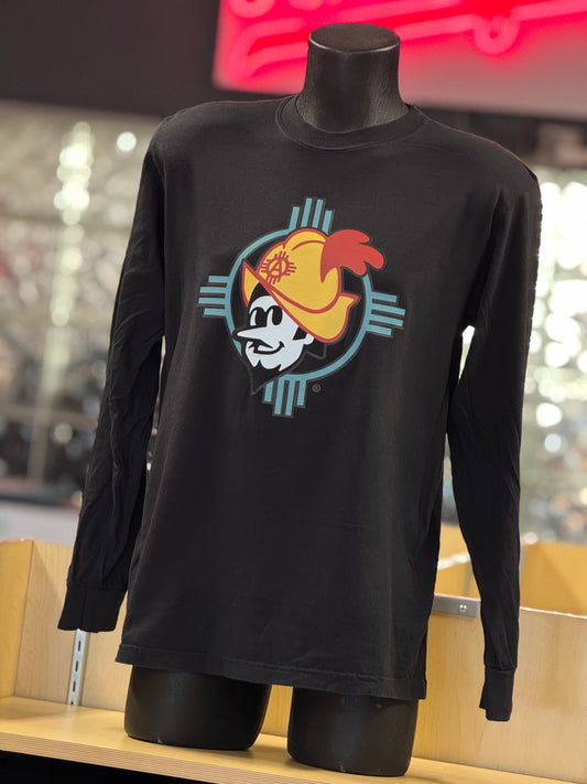 Albuquerque Dukes Black Long-Sleeve T-Shirt Turquoise Zia Duke