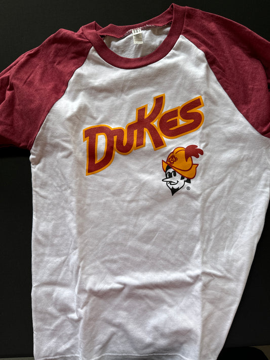 Albuquerque Dukes 3/4 Red Sleeve White Tee Dukes