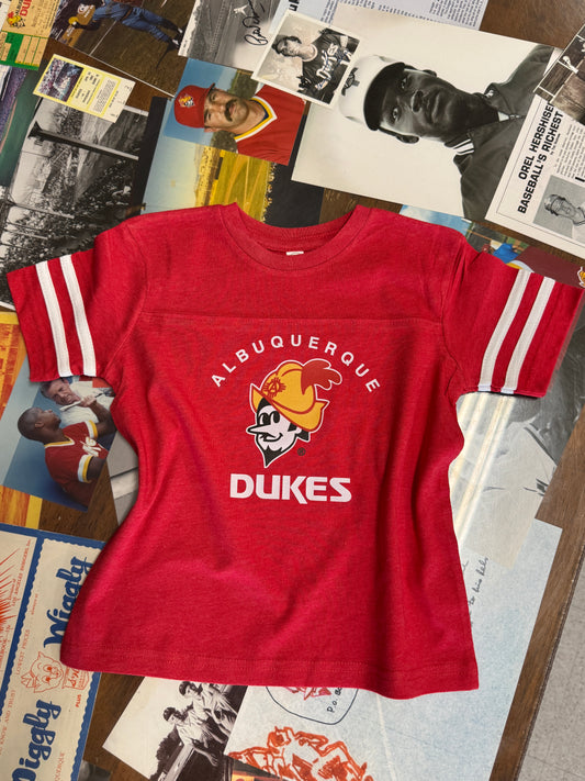 Albuquerque Dukes Toddler Red Jersey Tee with White Stripes Dukes