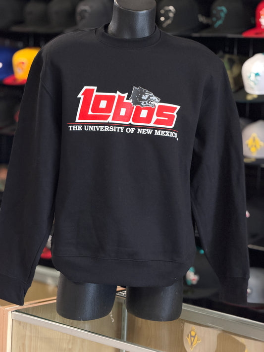 UNM Lobos Black Crew Sweatshirt Retro 1990s Logo