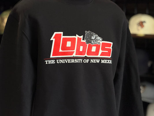 UNM Lobos Black Crew Sweatshirt Retro 1990s Logo