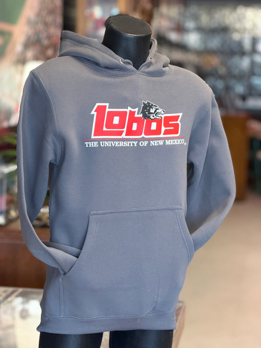 UNM Lobos Gray Hoodie 1990s Logo