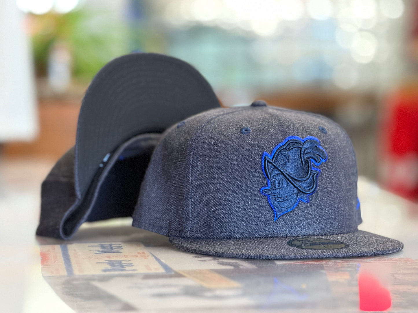 Albuquerque Dukes New Era 5950 Heather Gray with Blue Outline Dukes