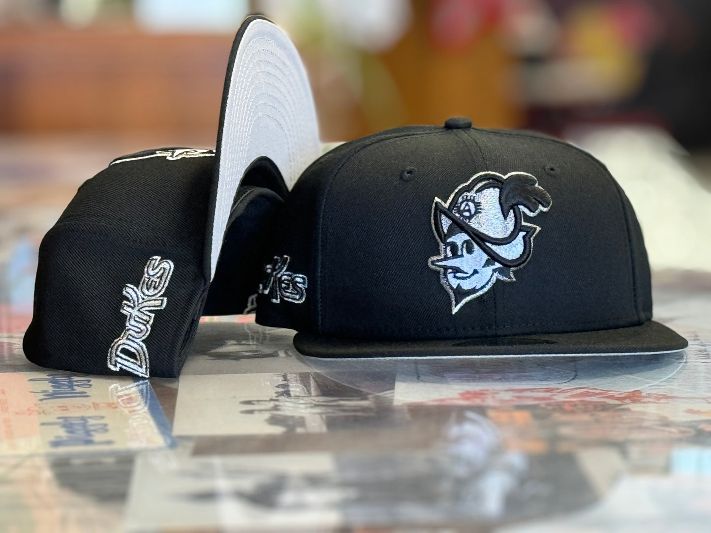 Albuquerque Dukes New Era 5950 Black Silver Dukes Side Patch