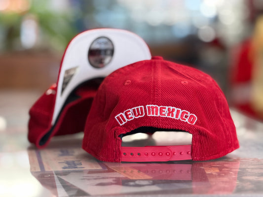 UNM 950 A Frame Snapback Red Corduroy 1990s Lobos Snapback