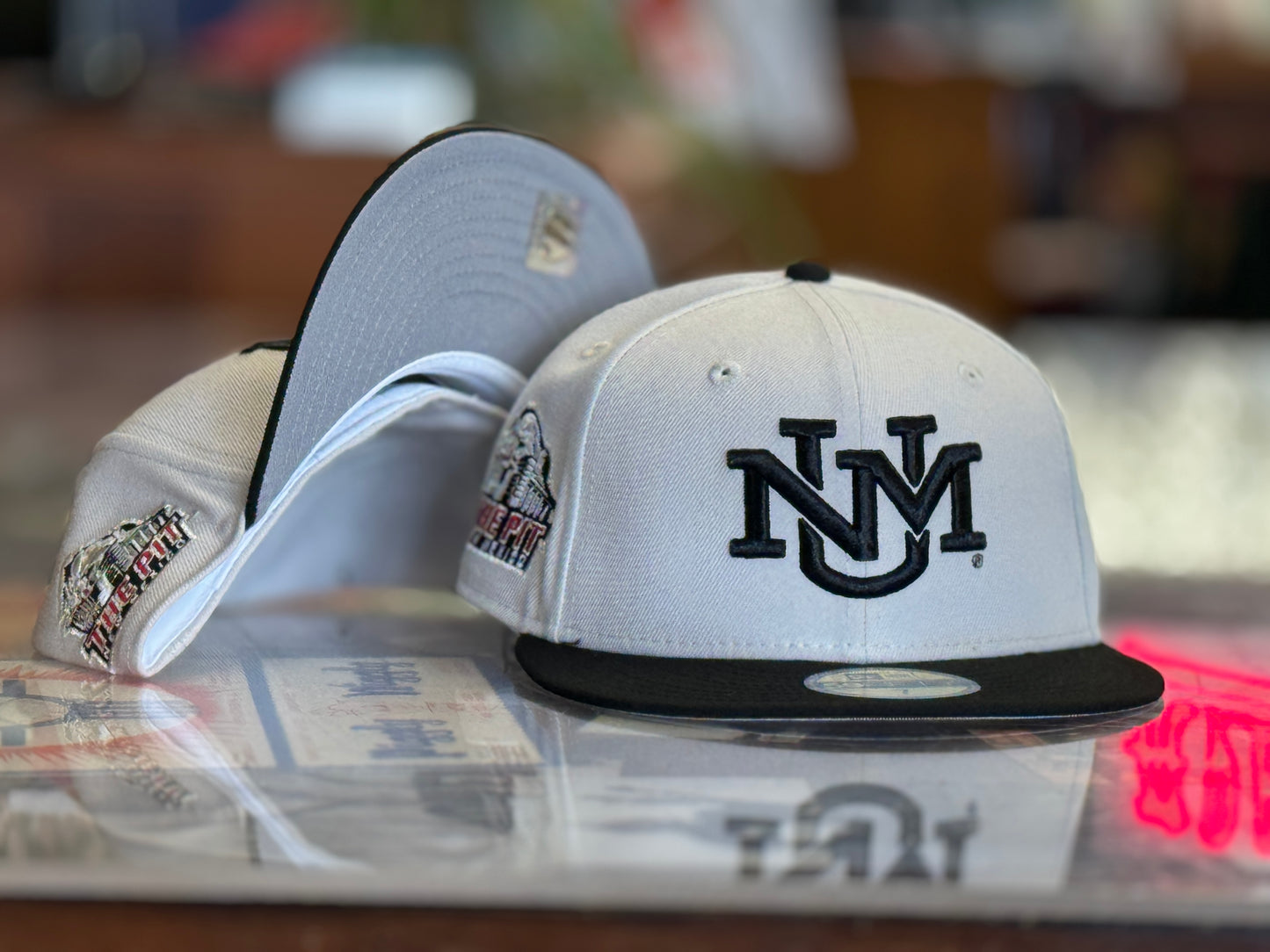 UNM New Era 5950 Stone cap "Pit Crawler" UNM logo with Black Bill