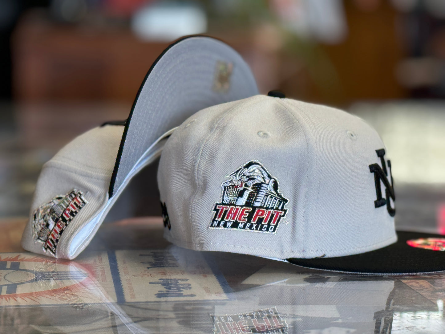 UNM New Era 5950 Stone cap "Pit Crawler" UNM logo with Black Bill