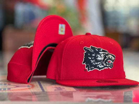 UNM New Era 5950 Red cap 1970s Lobo logo with Red Bill