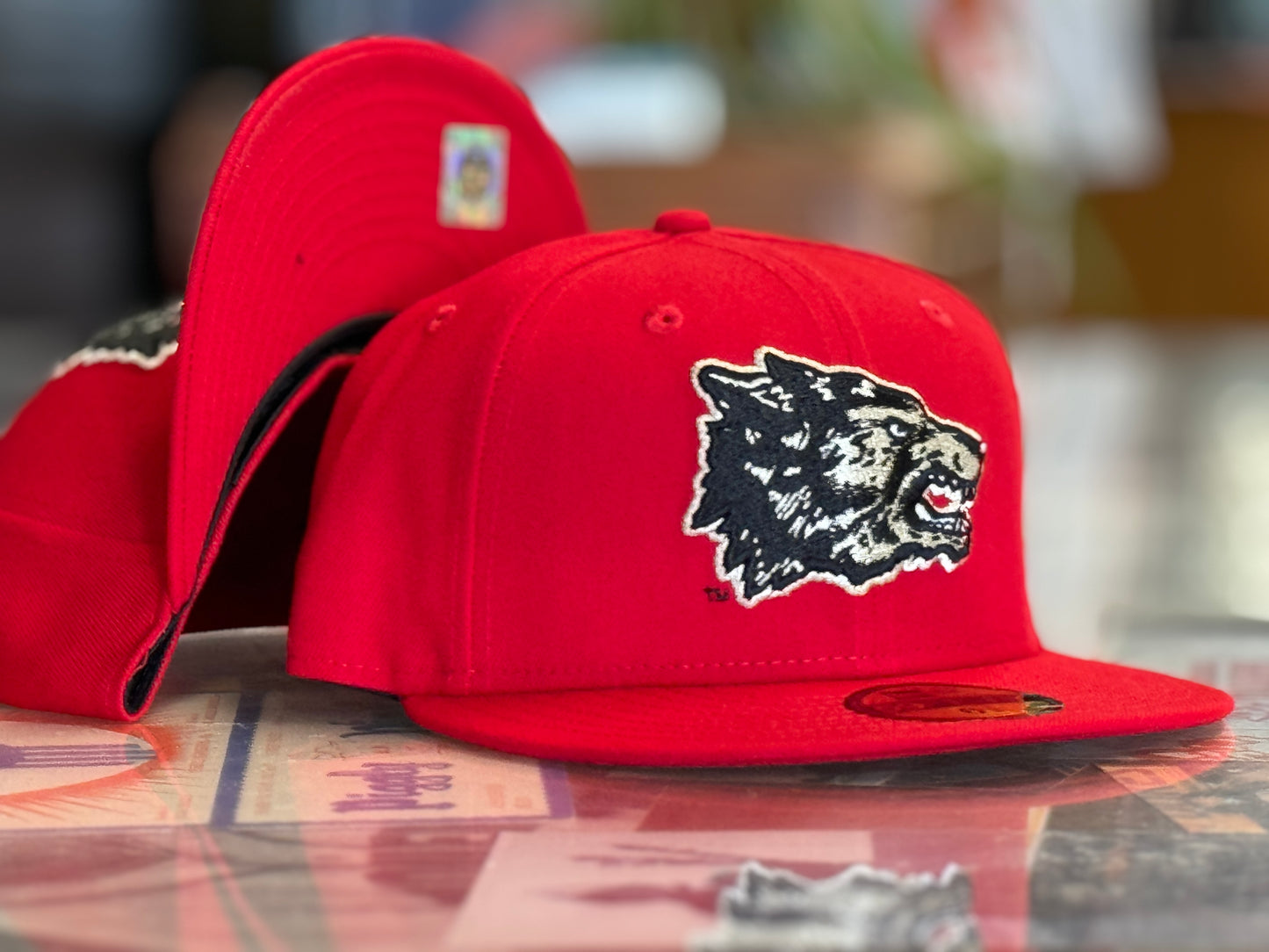 UNM New Era 5950 Red cap 1970s Lobo logo with Red Bill