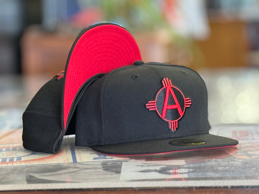 Albuquerque Dukes Red New Era 5950 Black and Red Zia A