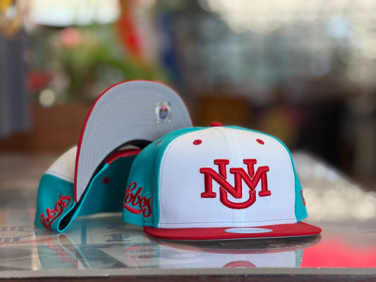 UNM New Era 950 Snapback Turquoise White UNM logo and Red bill