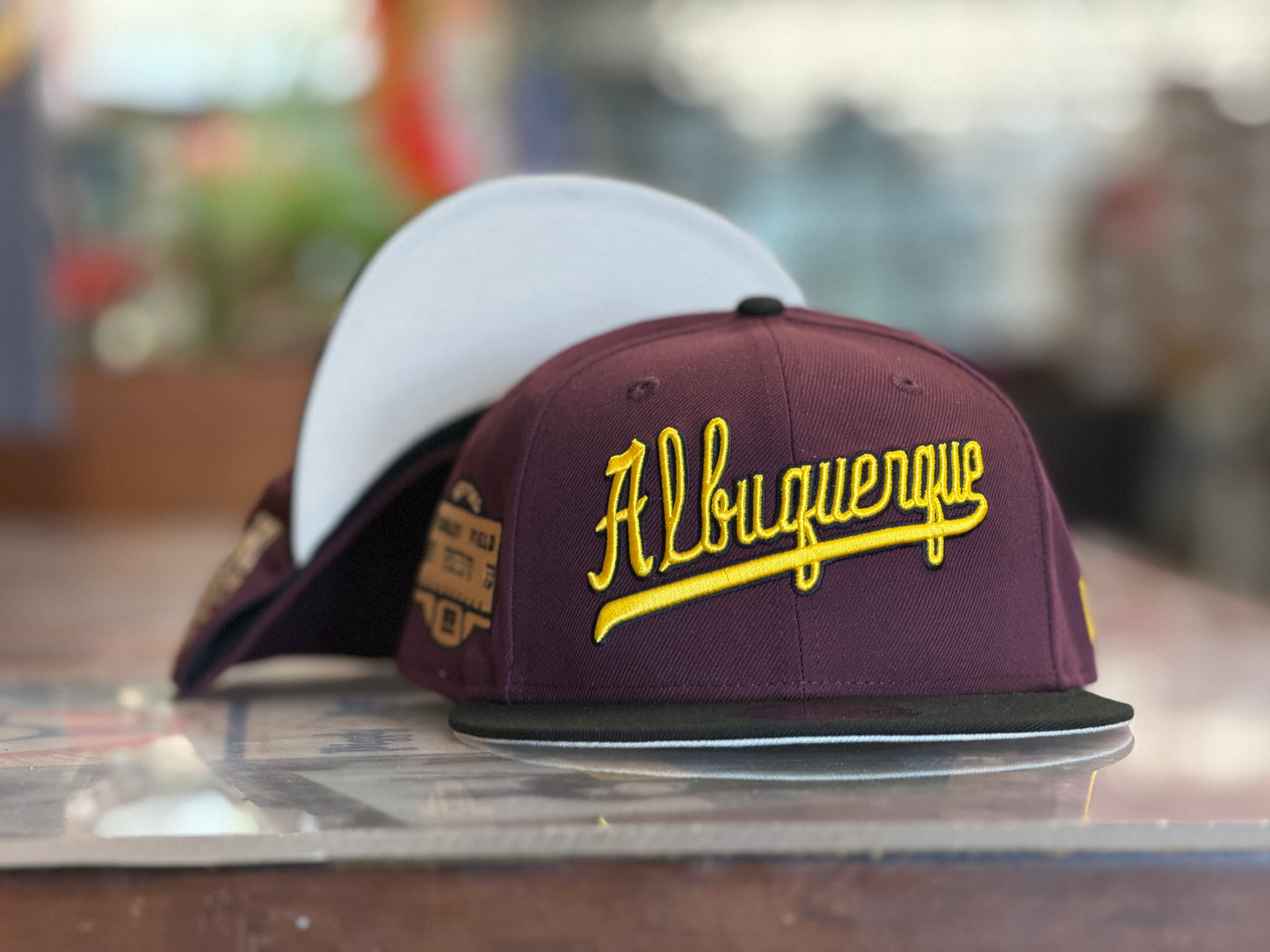 Albuquerque Dukes 5950 New Era Maroon Gold ALBUQUERQUE Script