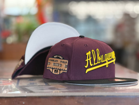 Albuquerque Dukes 5950 New Era Maroon Gold ALBUQUERQUE Script