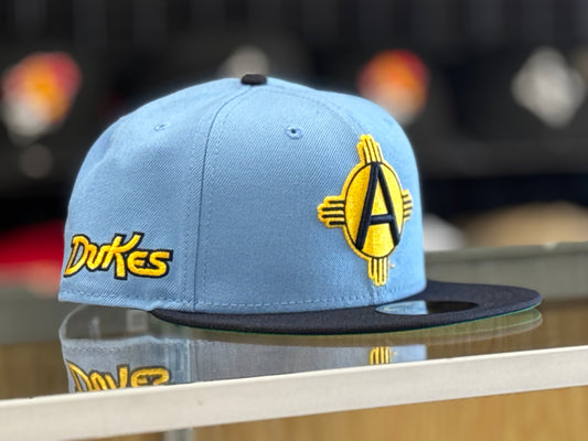 Albuquerque Dukes 5950 New Era "Dawn Patrol" Sky Blue and Gold Zia A, Dukes side patch