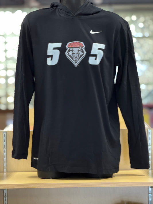 UNM Lobos Nike Black Lightweight Hoodie 505 Shield