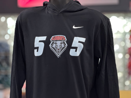 UNM Lobos Nike Black Lightweight Hoodie 505 Shield